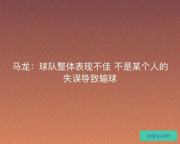 马龙：球队整体表现不佳 不是某个人的失误导致输球