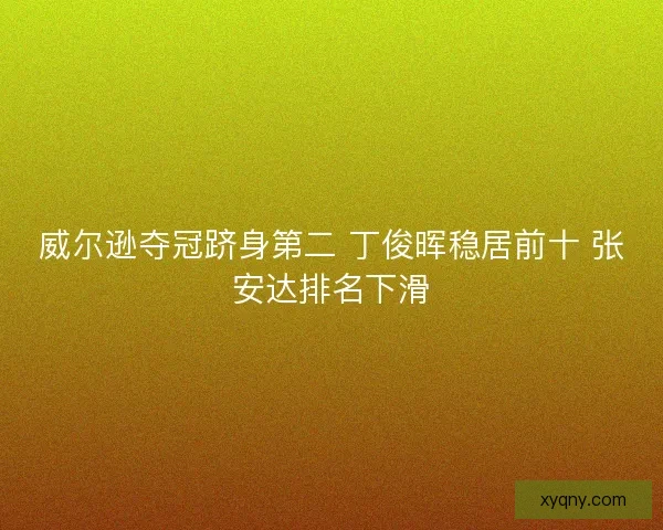 威尔逊夺冠跻身第二 丁俊晖稳居前十 张安达排名下滑