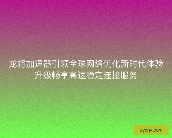 龙将加速器引领全球网络优化新时代体验升级畅享高速稳定连接服务